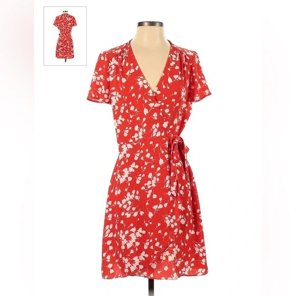 open lace back dress J .Crew Floral Tunic Dress red and blue XS